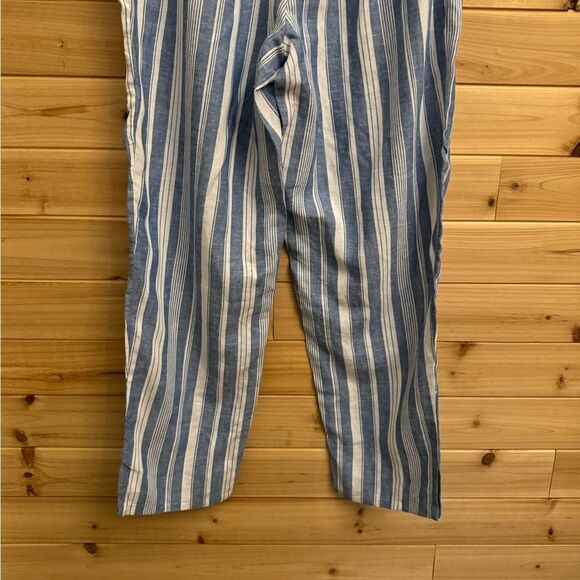 Maeve By Anthropologie Size 10 Linen Blend Vertical Striped Straight Leg Pants - Picture 9 of 12